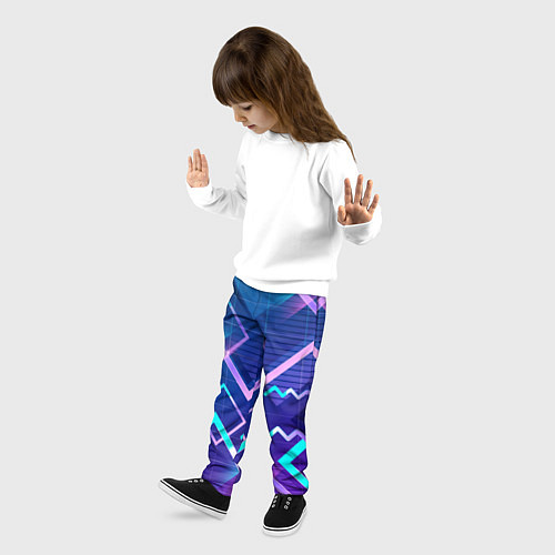 Детские брюки Разноцветные квадраты цветные / 3D-принт – фото 3