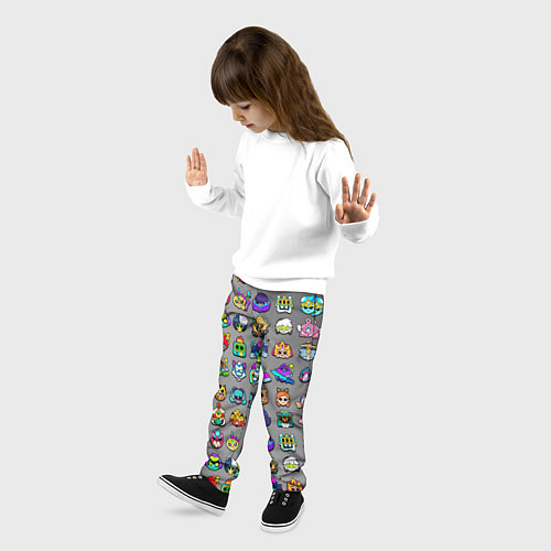 Детские брюки Значки на скины Бравл Старс Brawl Серый градиент П / 3D-принт – фото 3