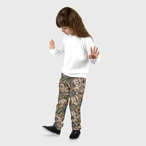 Детские брюки Камуфляж с банкнотой в 100 долларов / 3D-принт – фото 3