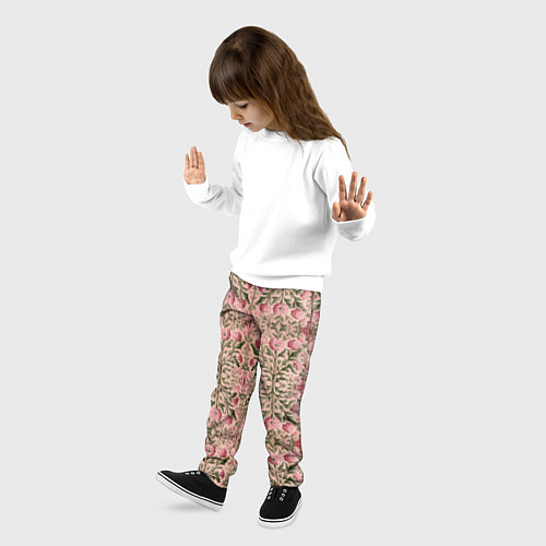 Детские брюки Переплетение из розовых цветов / 3D-принт – фото 3