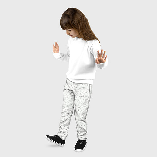 Детские брюки Хаотичная черно-белая рябь - узор Хуф и Ся / 3D-принт – фото 3