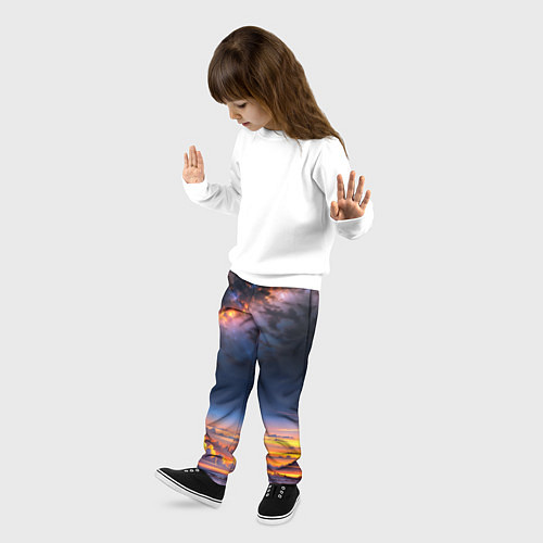 Детские брюки Млечный путь и облака на закате / 3D-принт – фото 3