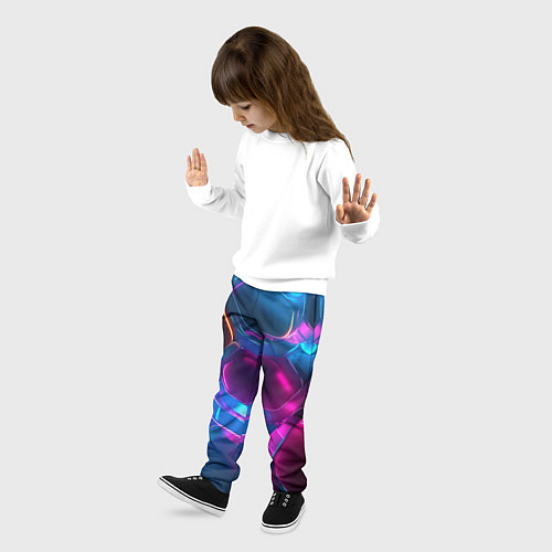 Детские брюки Неоновый синий фон / 3D-принт – фото 3