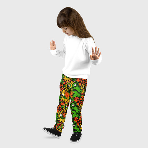 Детские брюки Русское народное искусство - хохлома / 3D-принт – фото 3