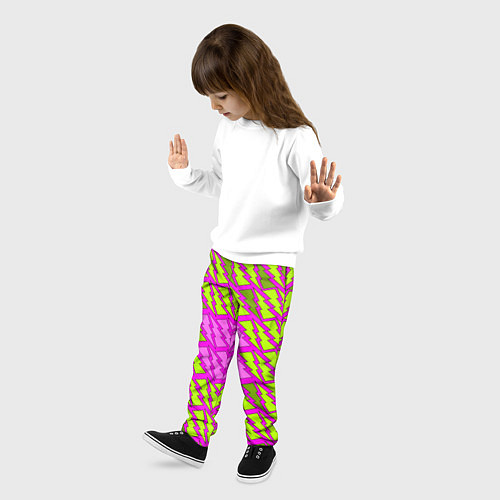 Детские брюки Ретро молнии розово-жёлтые / 3D-принт – фото 3