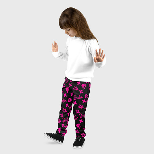 Детские брюки Барби паттерн черно-розовый / 3D-принт – фото 3