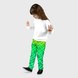 Брюки детские Желто-зеленый градиентный фон с геометрическим узо, цвет: 3D-принт — фото 2