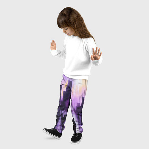Детские брюки Человеческие силуэты на фоне большого города / 3D-принт – фото 3