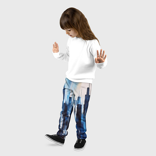Детские брюки Мегаполис акварелью / 3D-принт – фото 3