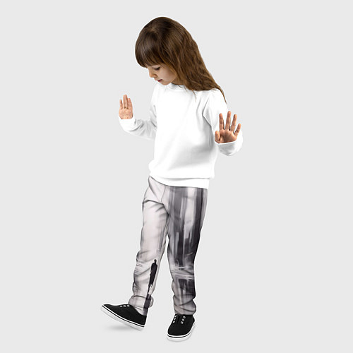 Детские брюки Большой мрачный город с силуэтом человека / 3D-принт – фото 3