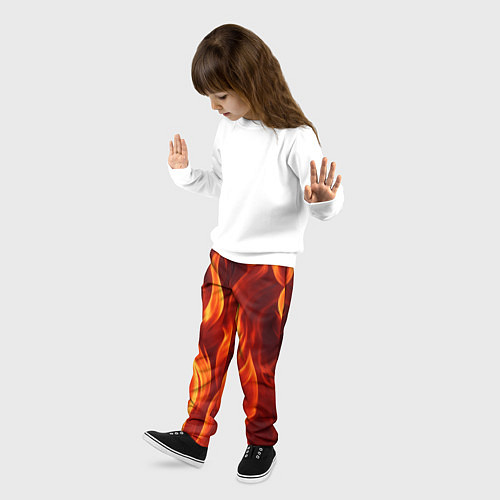 Детские брюки Костёр на чёрном фоне / 3D-принт – фото 3