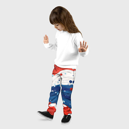 Детские брюки Брызги красок в цветах флага РФ / 3D-принт – фото 3