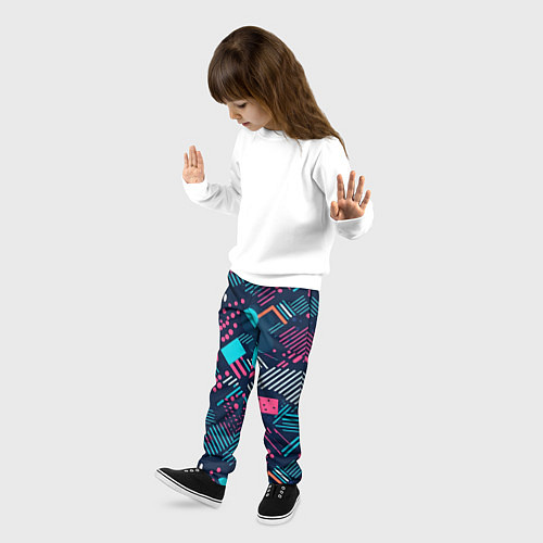 Детские брюки Абстракция синяя паттерн / 3D-принт – фото 3