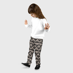 Брюки детские Объемные бежевые ромбы на черном, цвет: 3D-принт — фото 2