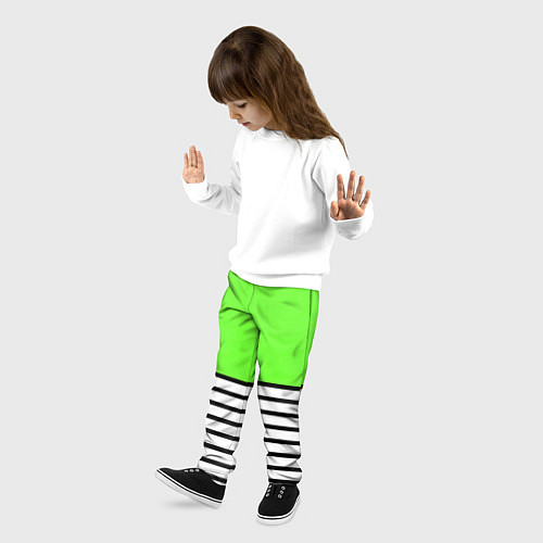 Детские брюки Полосатый ярко-салатовый / 3D-принт – фото 3