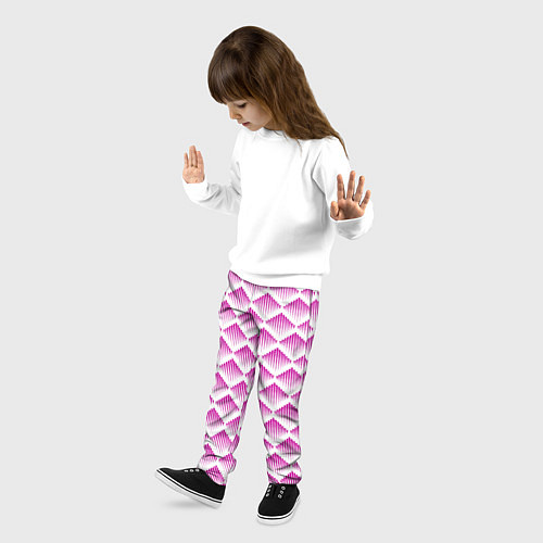 Детские брюки Розовые вдавленные ромбы / 3D-принт – фото 3