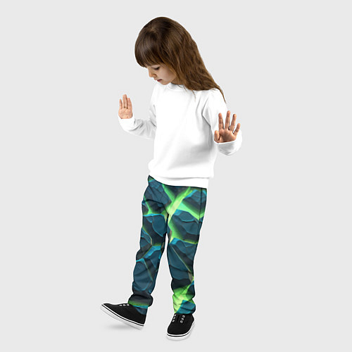 Детские брюки Камни в неоне / 3D-принт – фото 3