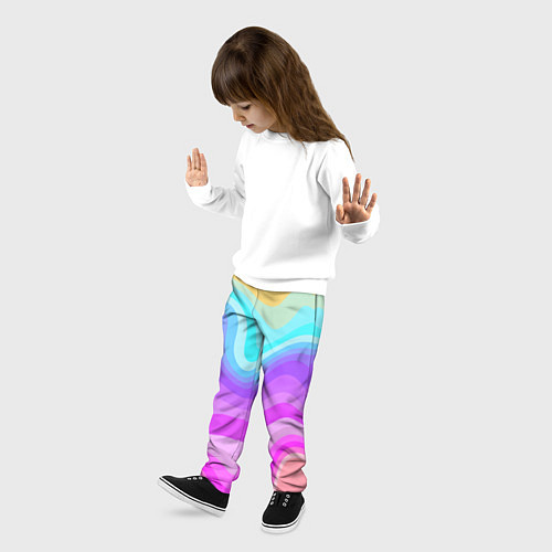 Детские брюки Неоновая разноцветная волна / 3D-принт – фото 3