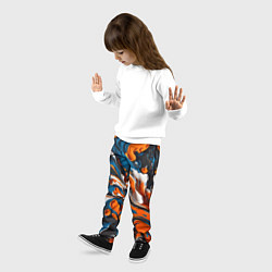 Брюки детские Акриловые краски - оранжевые, цвет: 3D-принт — фото 2