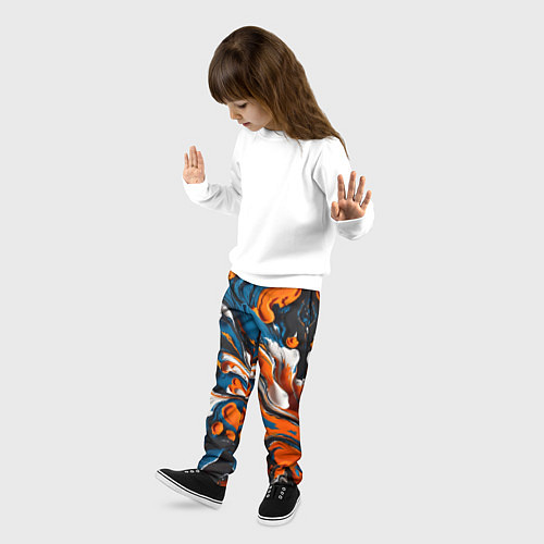 Детские брюки Акриловые краски - оранжевые / 3D-принт – фото 3