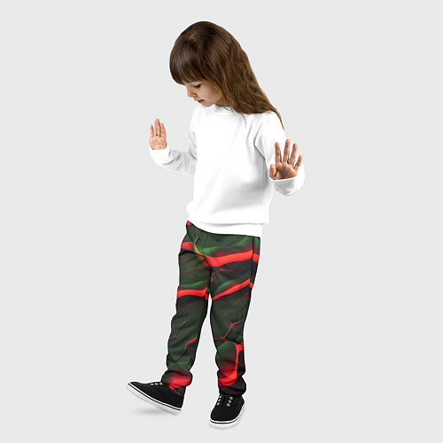 Детские брюки Объемные зеленые плиты / 3D-принт – фото 3