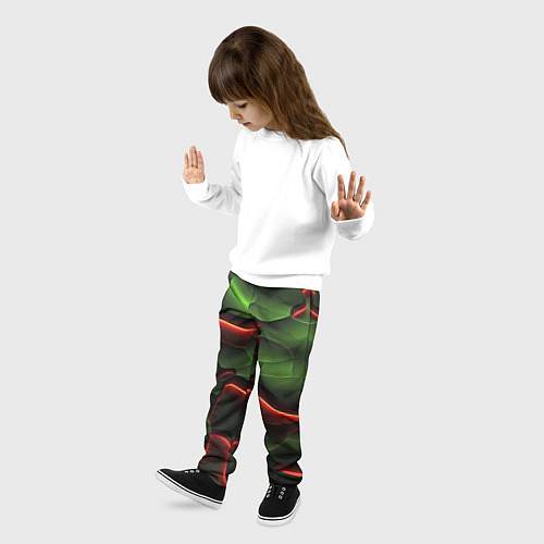 Детские брюки Объемные красно зеленые плиты / 3D-принт – фото 3