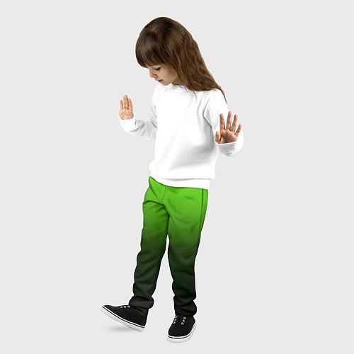 Детские брюки Градиент ядовитый зеленый - черный / 3D-принт – фото 3