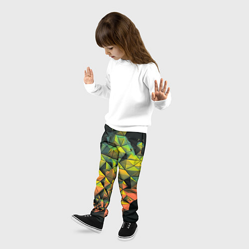Детские брюки Зеленая кубическая абстракция / 3D-принт – фото 3