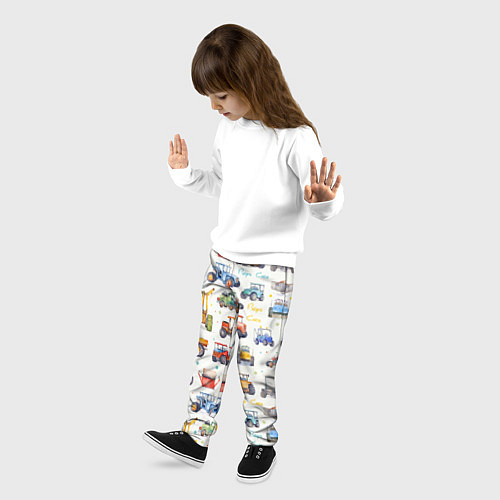 Детские брюки Акварельные тракторы - детский паттерн / 3D-принт – фото 3