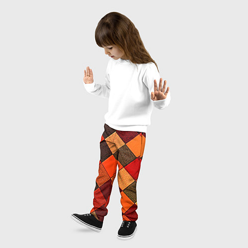 Детские брюки Шахматка красно-коричневая / 3D-принт – фото 3