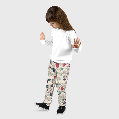 Детские брюки Флоральная абстракция с пятнами / 3D-принт – фото 3
