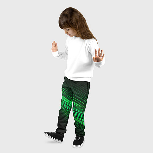 Детские брюки Green neon lines / 3D-принт – фото 3