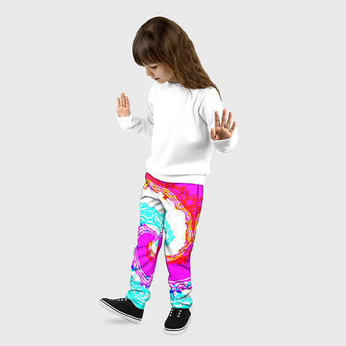 Детские брюки Тай-дай бирюзово-розовый / 3D-принт – фото 3