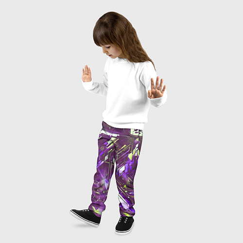 Детские брюки Космические кибер схемы фиолетовые / 3D-принт – фото 3