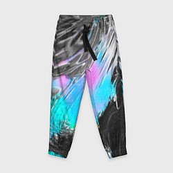 Брюки детские Акварельные чёрные голубые розовые разводы, цвет: 3D-принт