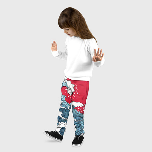 Детские брюки Страна восходящего солнца - большая волна / 3D-принт – фото 3
