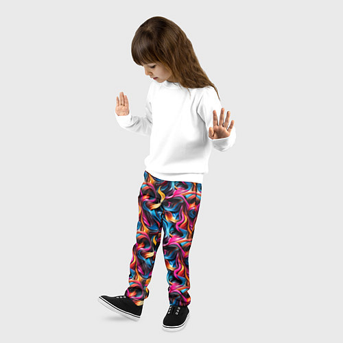 Детские брюки Неоновые ленты узор / 3D-принт – фото 3