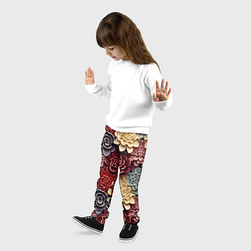Детские брюки Объёмные цветы суккулента / 3D-принт – фото 3