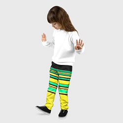 Брюки детские Разноцветный черно желтый с зеленым полосатый узор, цвет: 3D-принт — фото 2