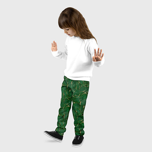 Детские брюки Зеленый камуфляж с золотом / 3D-принт – фото 3