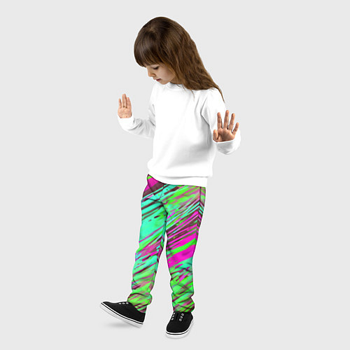 Детские брюки Разноцветные брызги зелёные и розовые / 3D-принт – фото 3