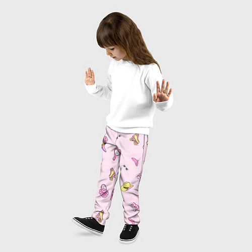 Детские брюки Барби аксессуары - розовый паттерн / 3D-принт – фото 3