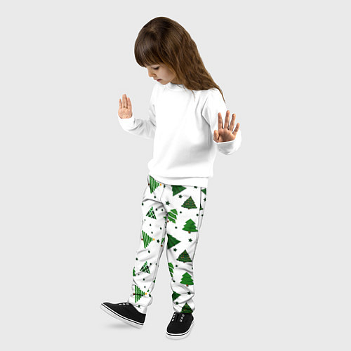 Детские брюки Узор с зелеными елочками / 3D-принт – фото 3