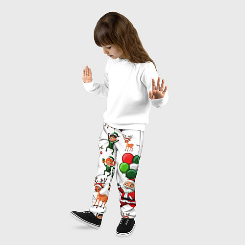 Детские брюки Зимний праздник - деды морозы гномы олени / 3D-принт – фото 3