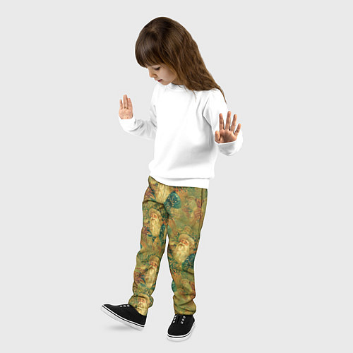 Детские брюки Винтажный дедушка мороз с олененком / 3D-принт – фото 3