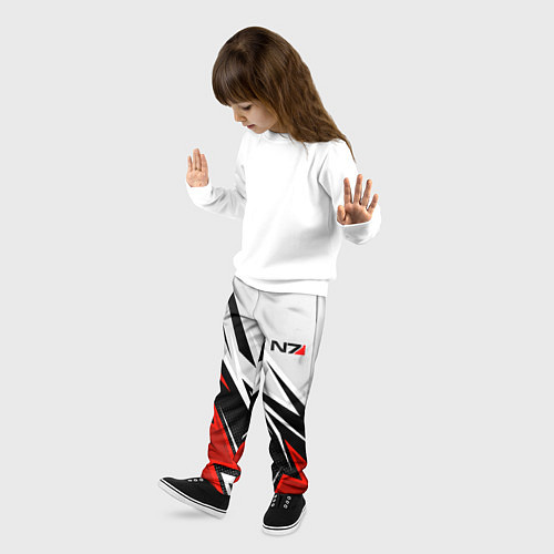 Детские брюки N7 mass effect - white and red / 3D-принт – фото 3