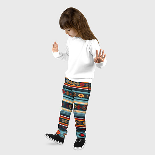 Детские брюки Этнический орнамент в горизонтальную полоску / 3D-принт – фото 3