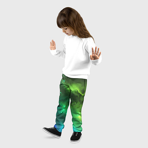 Детские брюки Бескрайний космос зелёный / 3D-принт – фото 3
