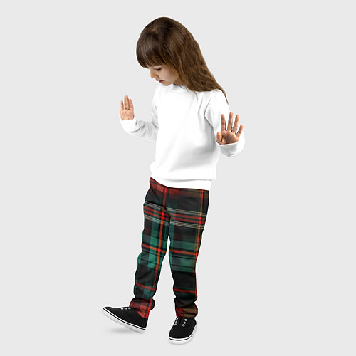 Детские брюки Красно-зелёная шотландская клетка / 3D-принт – фото 3