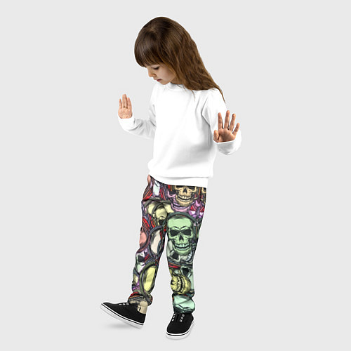 Детские брюки Череп в наушниках паттерн / 3D-принт – фото 3